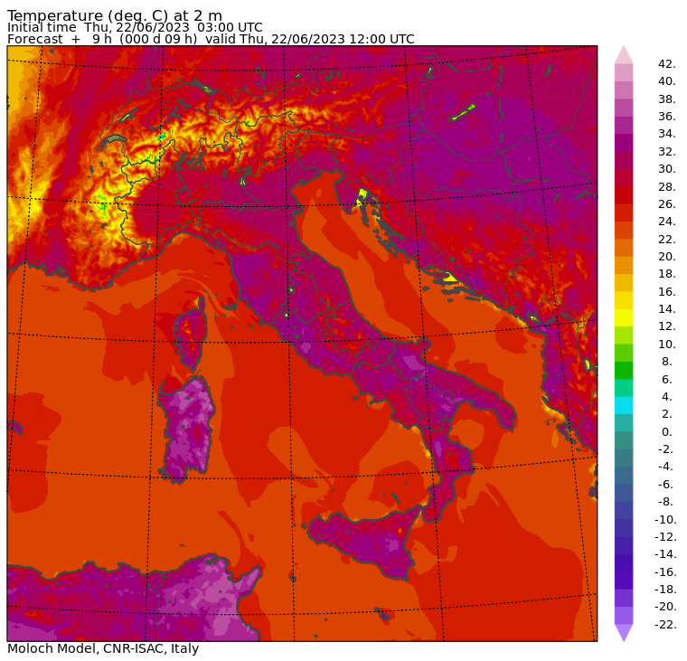 temperature massime 22 giugno