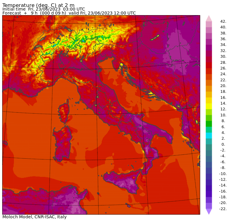 temperature massime 23 giugno