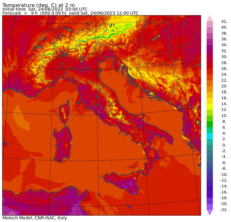 temperature massime 24 giugno