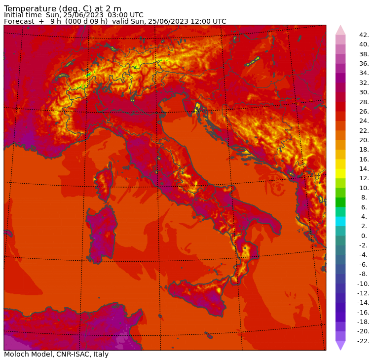temperature massime 25 giugno