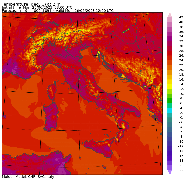 temperature massime 26 giugno
