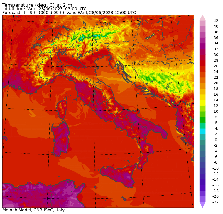 temperature massime 28 giugno