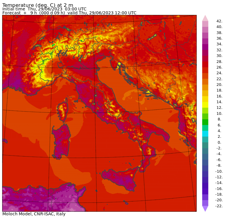 temperature massime 29 giugno