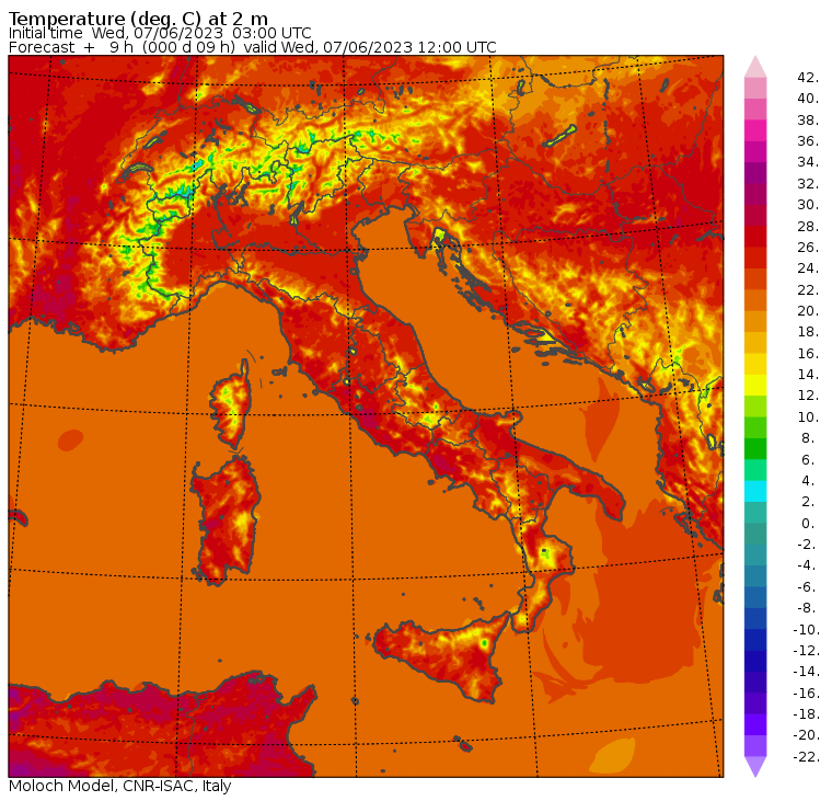 temperature massime 7 giugno