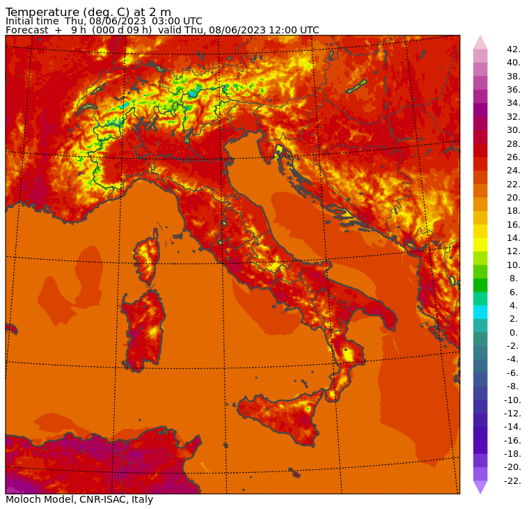temperature massime 8 giugno