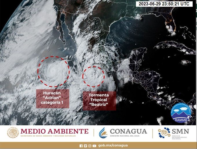 tempesta beatriz uragano adrian