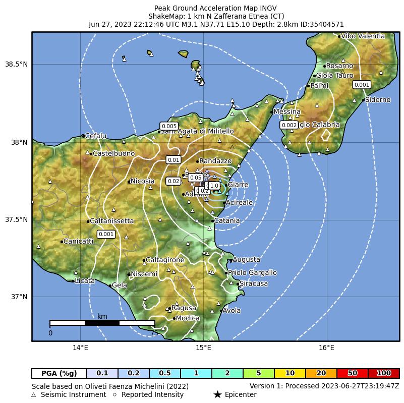 terremoto etna catania santa venerina zafferana etnea