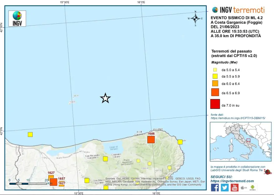 terremoto isole tremiti 21 giugno 2023 