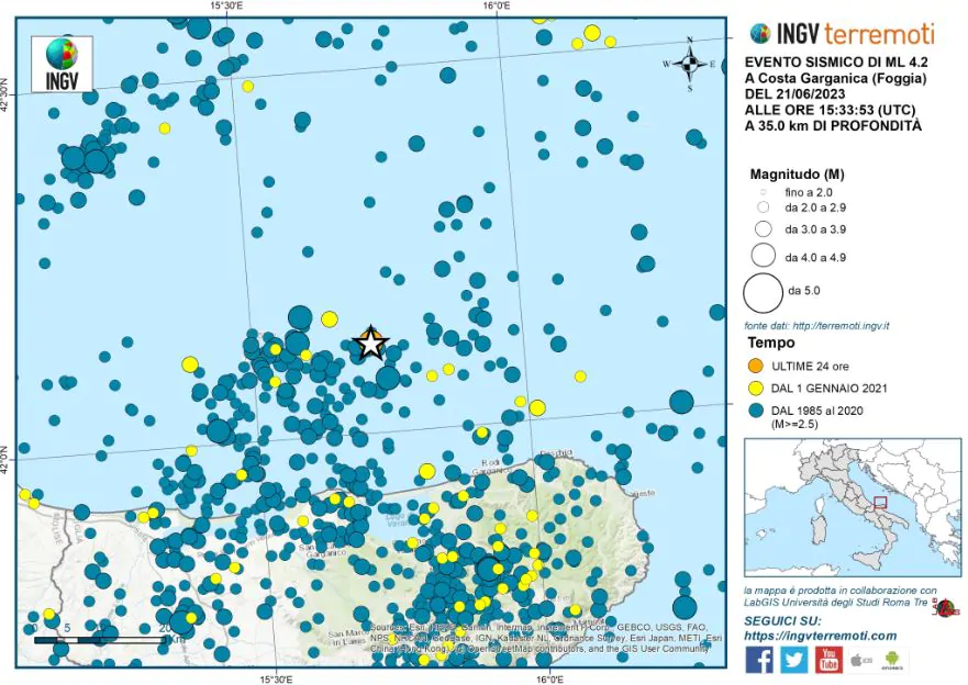 terremoto isole tremiti 21 giugno 2023