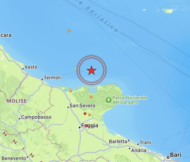 terremoto isole tremiti adriatico