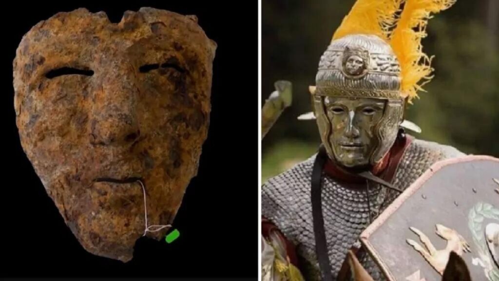 rara maschera militare romana rinvenuta in Romania