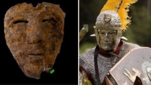 rara maschera militare romana rinvenuta in Romania