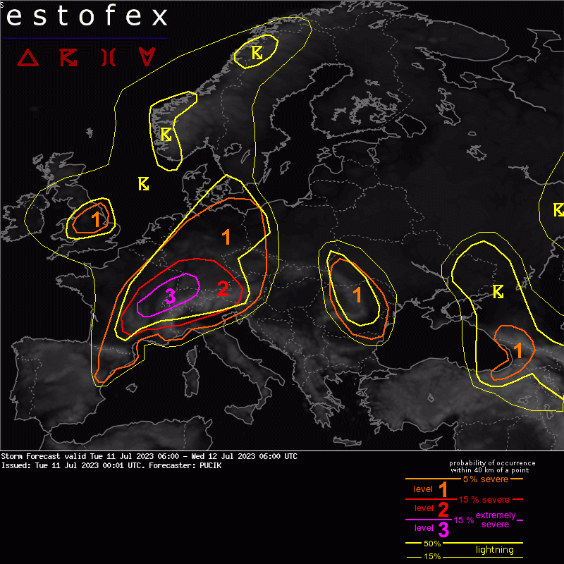 allerta meteo estofex 11 12 luglio 2023