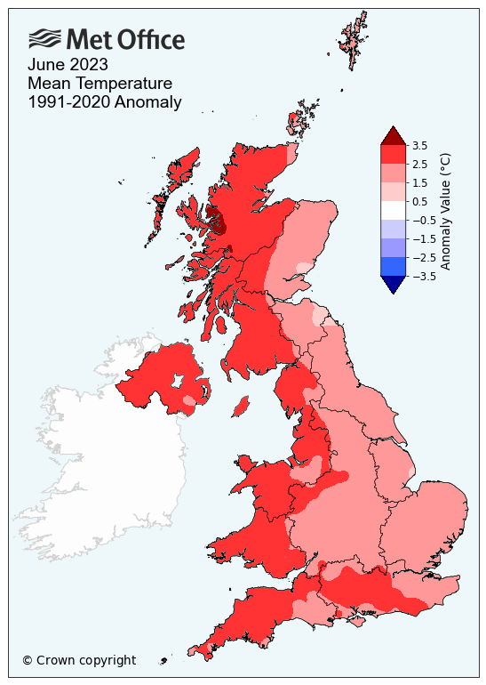 anomalia temperature giugno 2023 regno unito