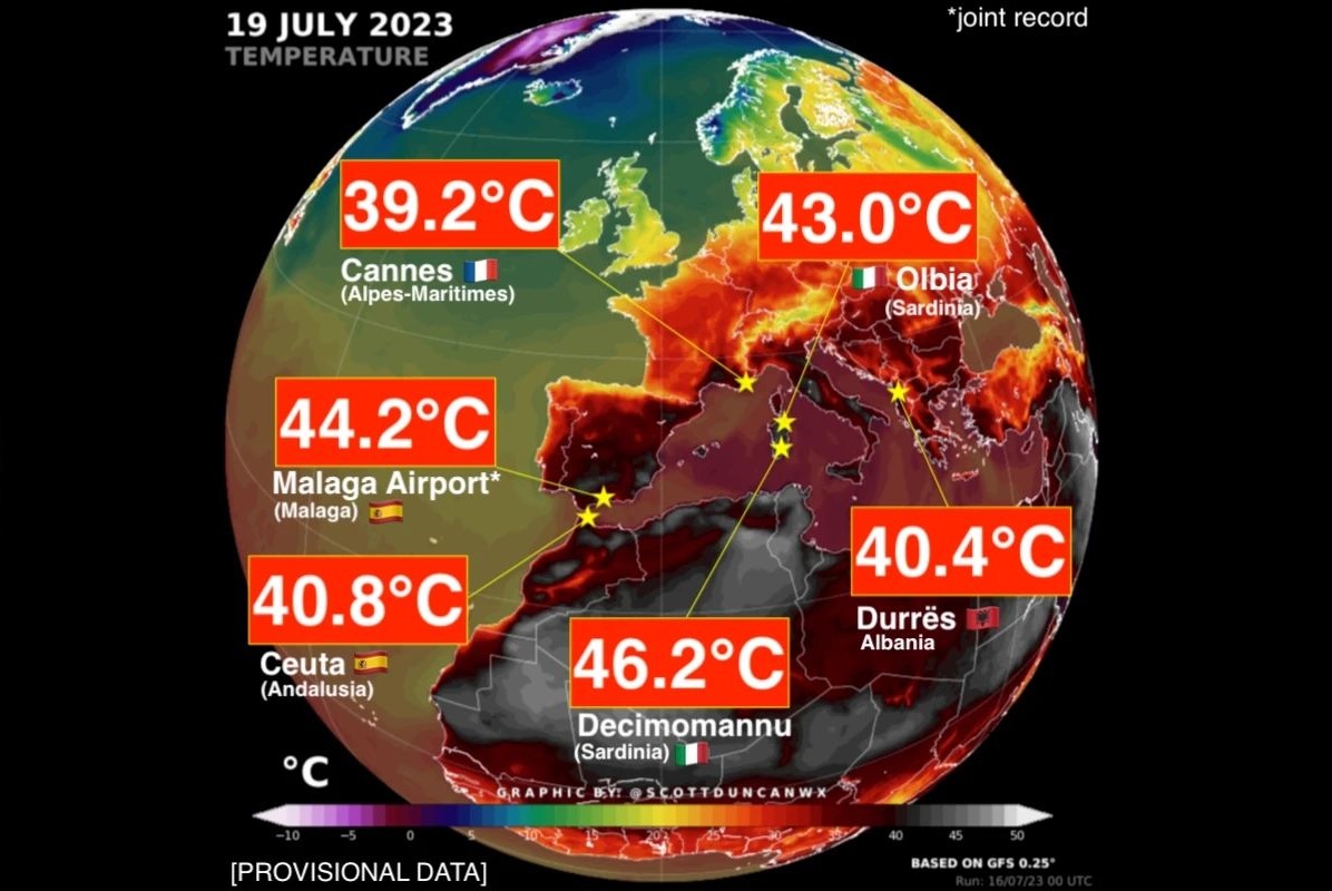 caldo record mediterraneo