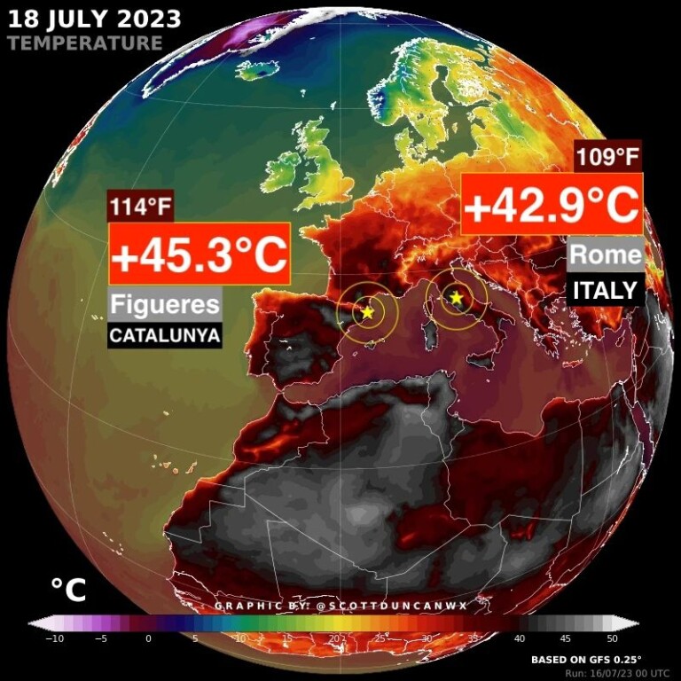 caldo record roma catalogna 18 luglio 2023