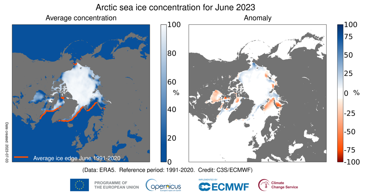 ghiaccio marino artico giugno 2023