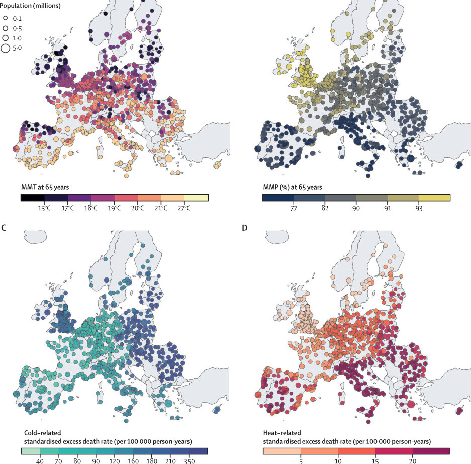 impatti caldo-freddo su mortalità in europa