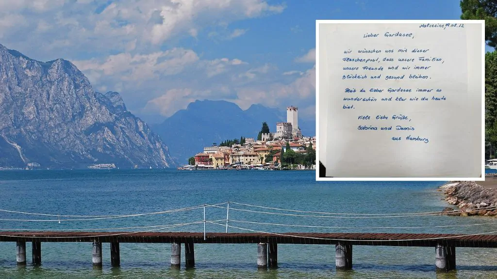 messaggio in bottiglia ritrovato nel Lago di Garda