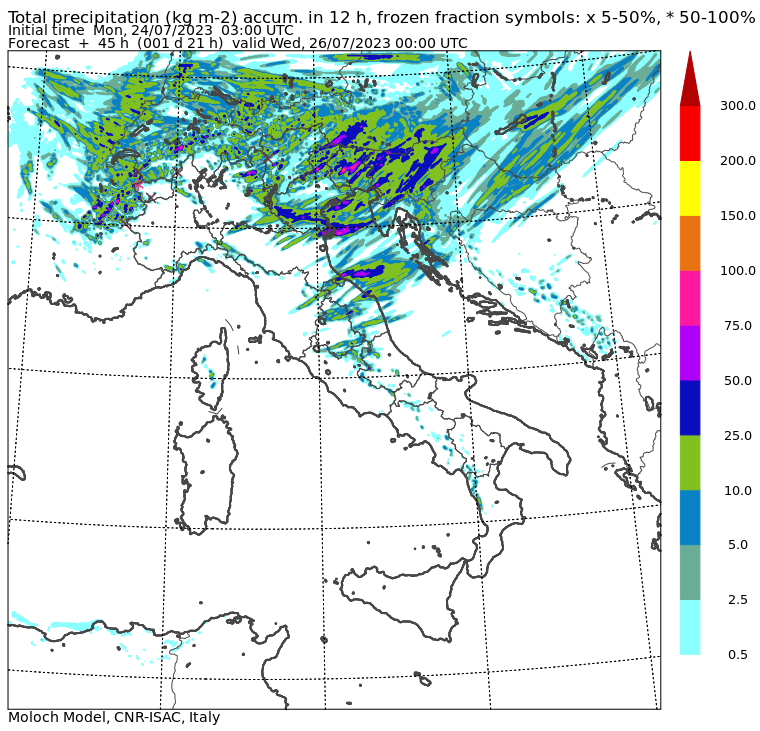 meteo italia piogge martedì 25 luglio pomeriggio sera