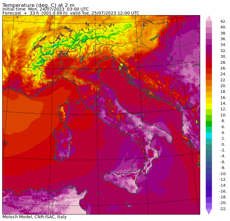 meteo italia temperature 25 luglio 2023