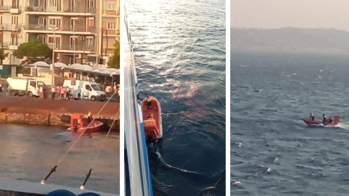 salvataggio di un uomo in mare nello Stretto di Messina