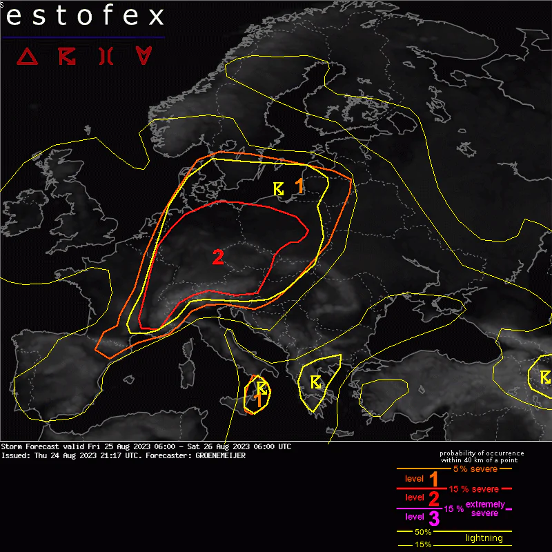 allerta meteo estofex 25 agosto 2023