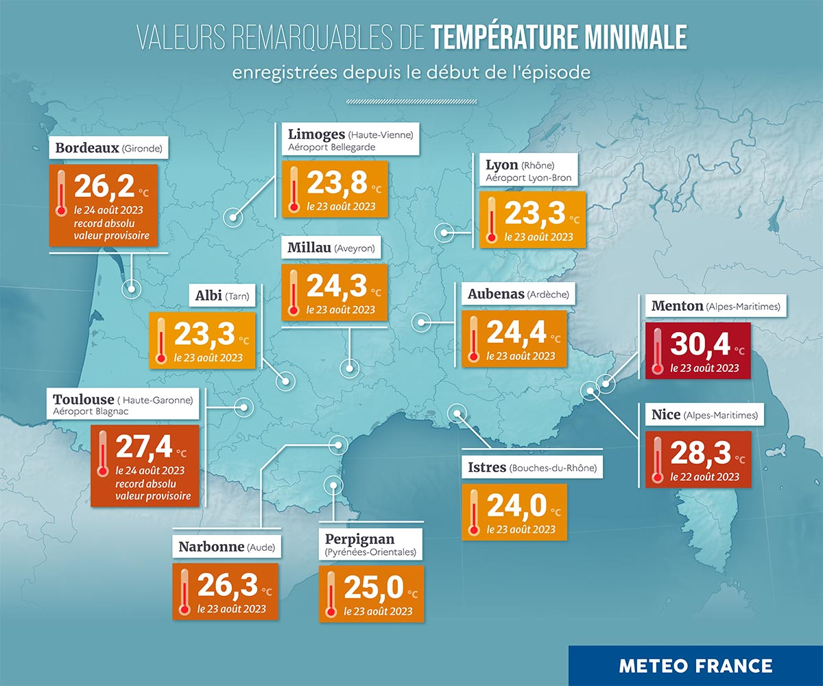 caldo record temperature minime francia