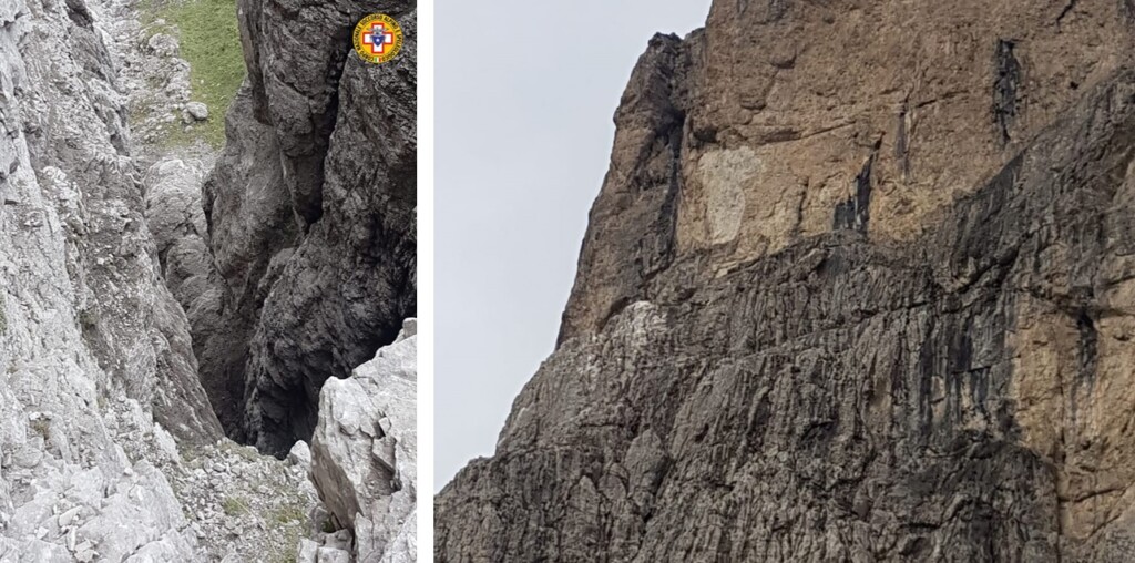 maltempo distacco roccia dolomiti bellunesi