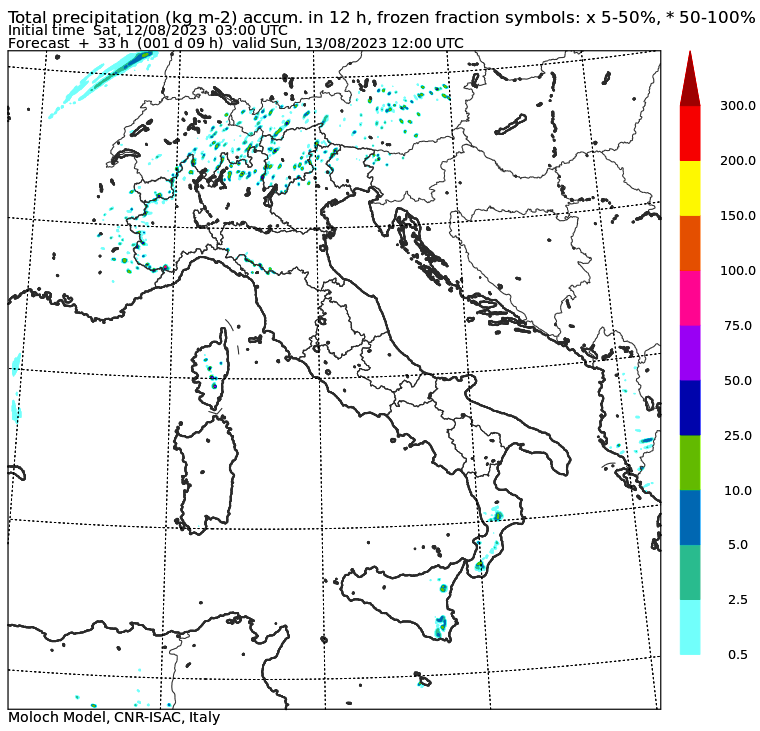 isioni meteo piogge italia domenica 13 agosto mattina