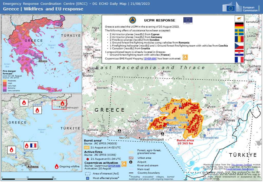 previsioni rischio incendi grecia