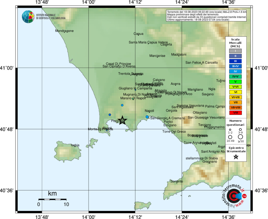 terremoto oggi 18 agosto pozzuoli napoli