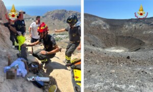 vigili del fuoco a vulcano