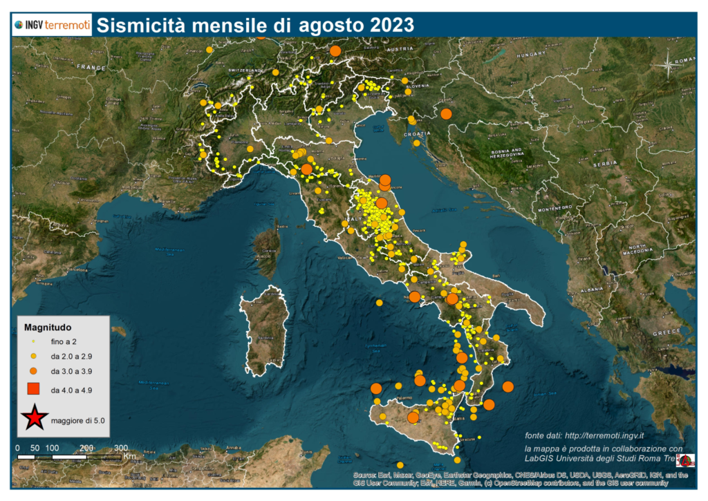mappa sismicità agosto