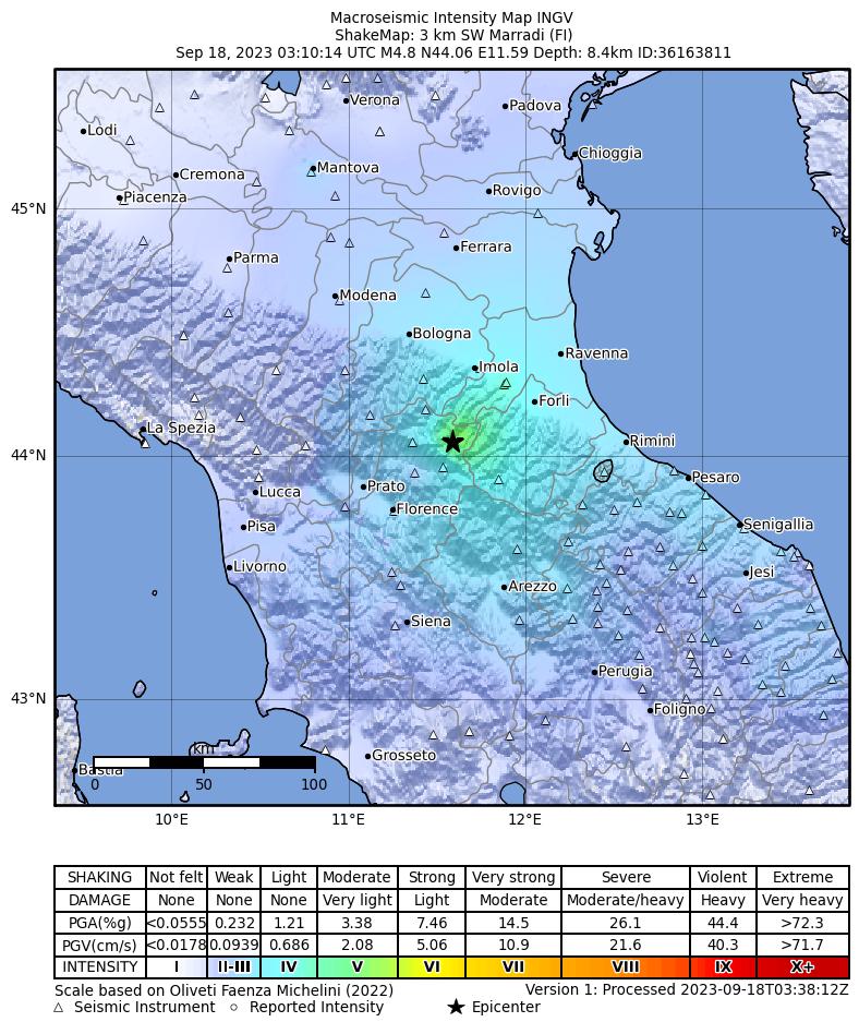 terremoto toscana firenze emilia romagna bologna oggi