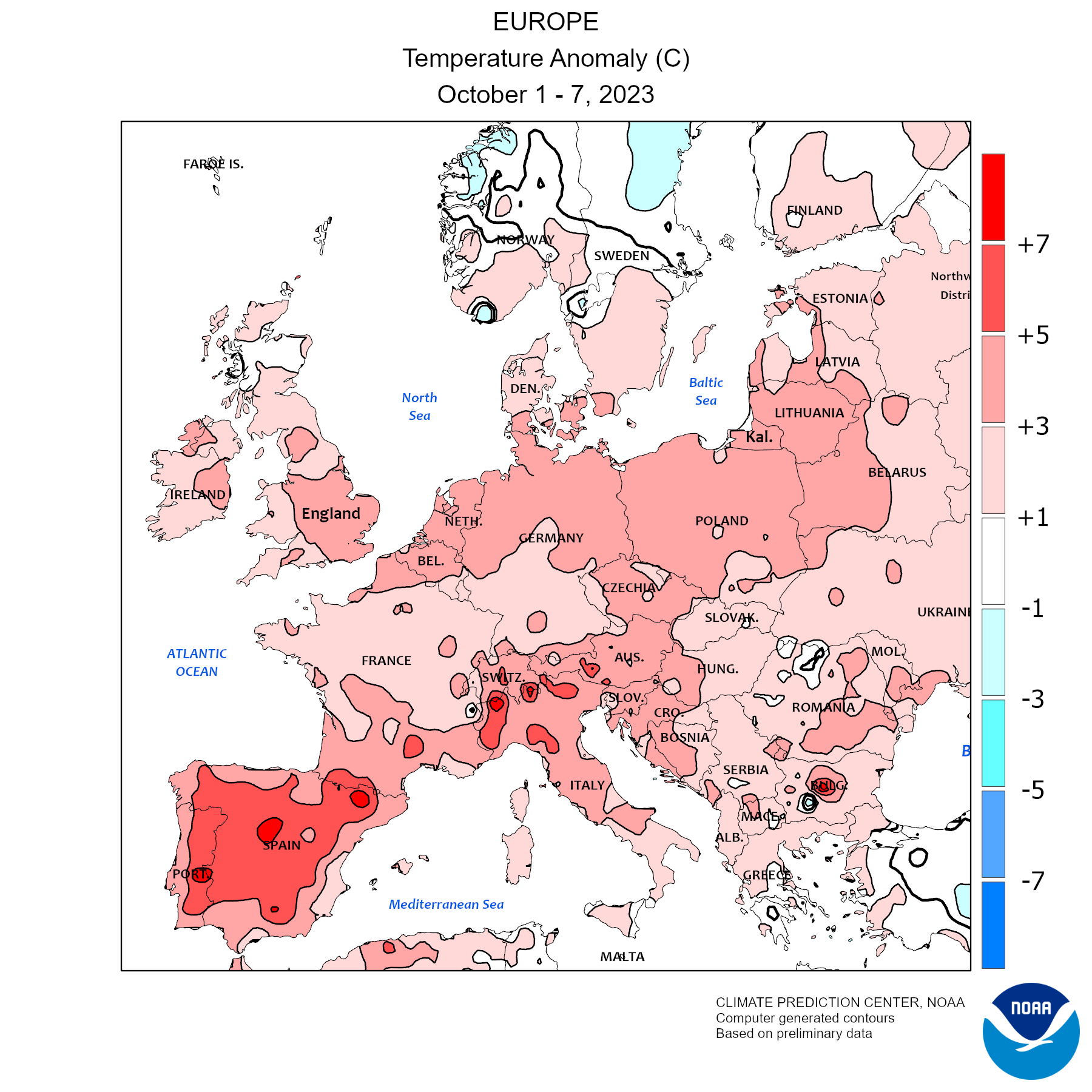 anomalie termiche 1 7 ottobre 2023 noaa