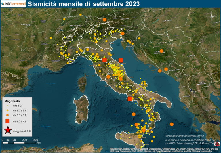 mappa sismicità settembre 2023
