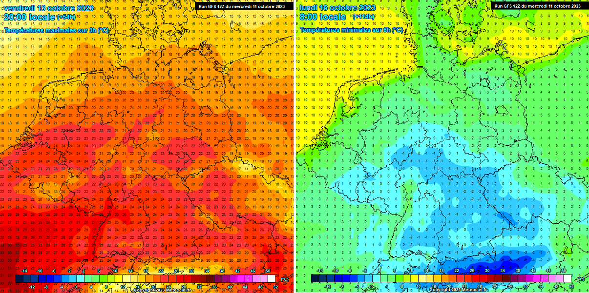 temperature francia 13-16 ottobre 2023
