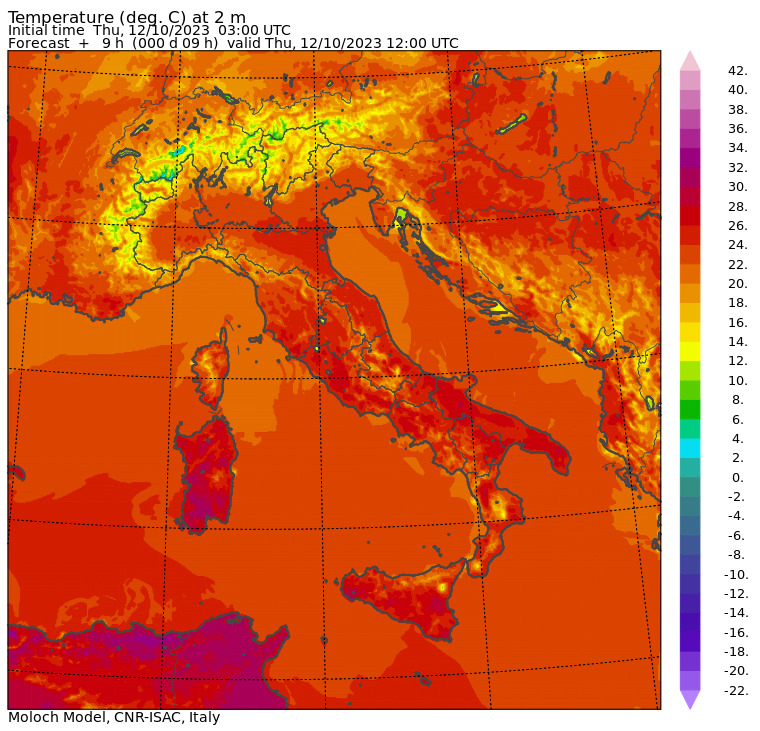 temperature massime 12 ottobre