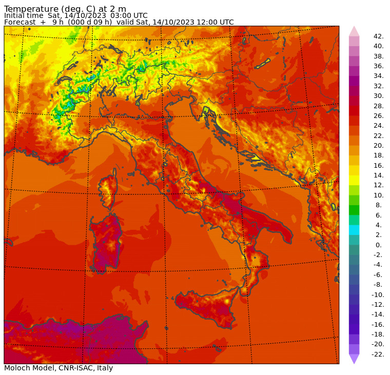 temperature massime 14 ottobre