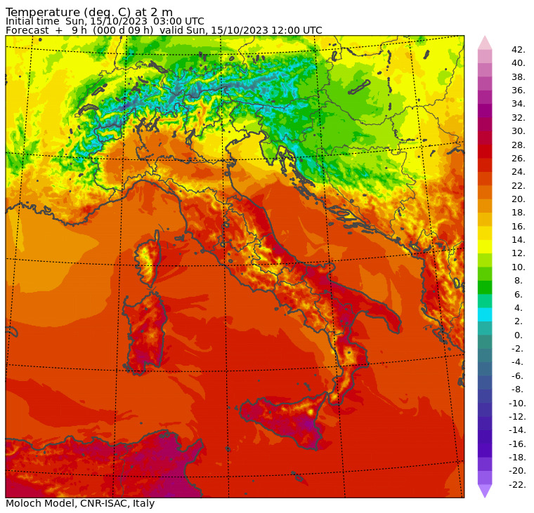temperature massime 15 ottobre