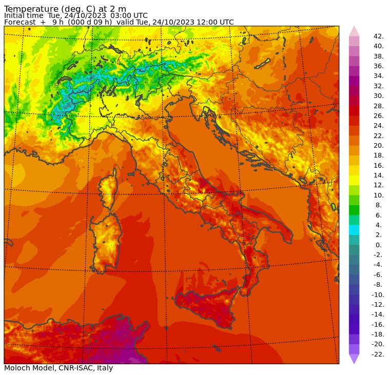 temperature massime 24 ottobre