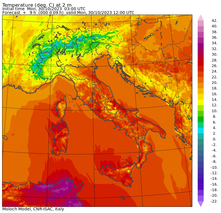 temperature massime 30 ottobre