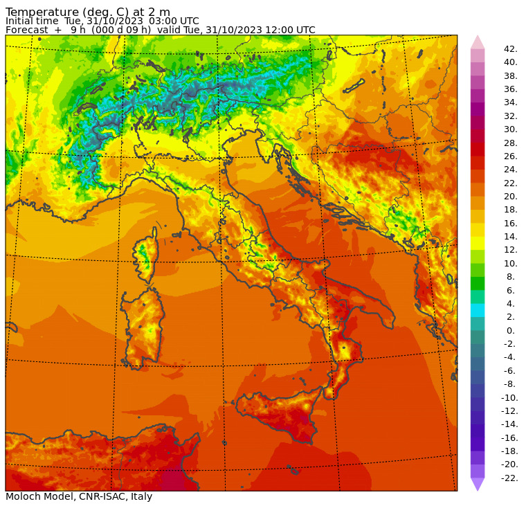 temperature massime 31 ottobre