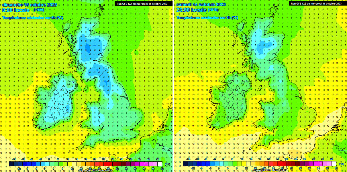 temperature regno unito irlanda 14-15 ottobre 2023