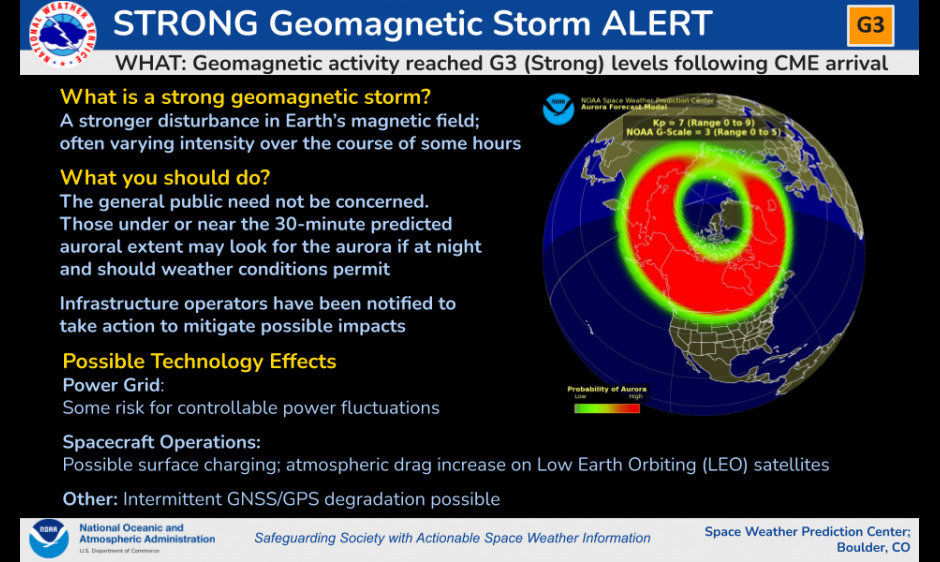 allerta tempesta geomagnetica g3