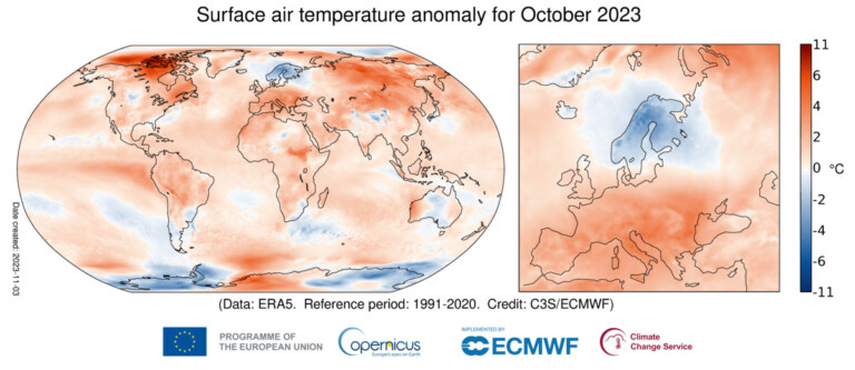 anomalia temperatura ottobre 2023