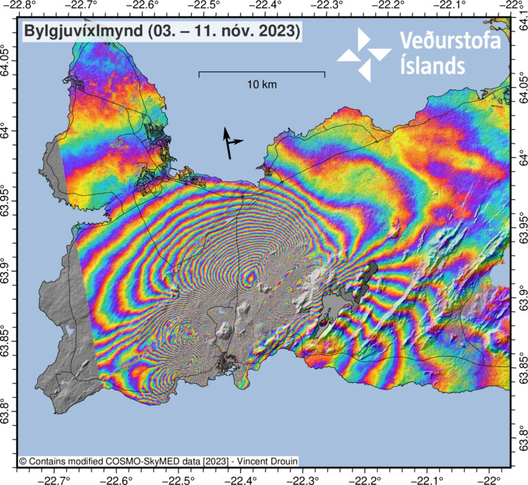 deformazione suolo islanda 3-11 novembre 2023