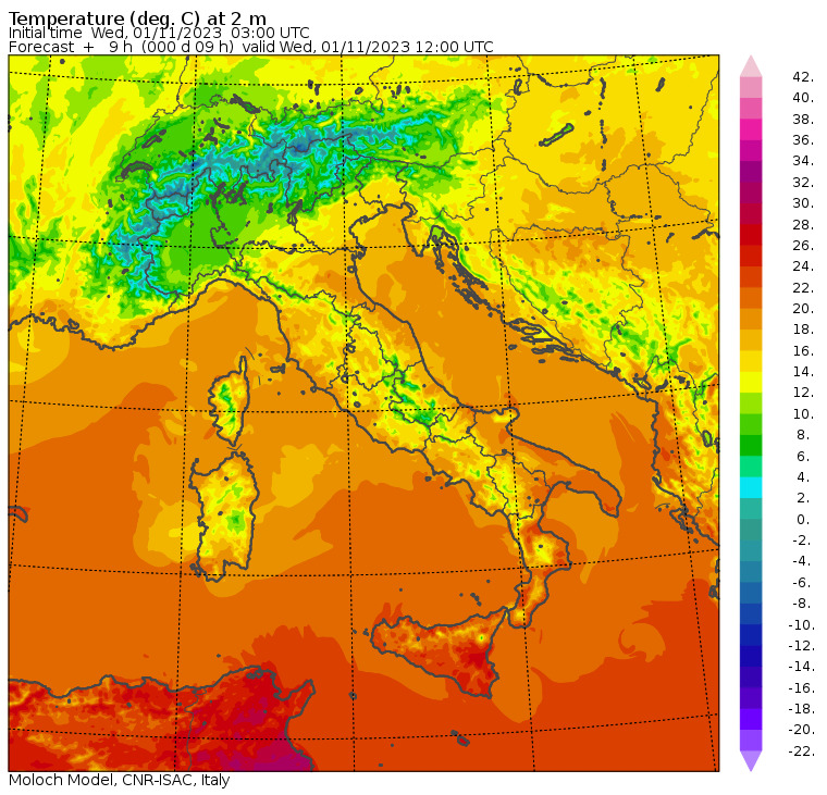 temperature massime 1 novembre