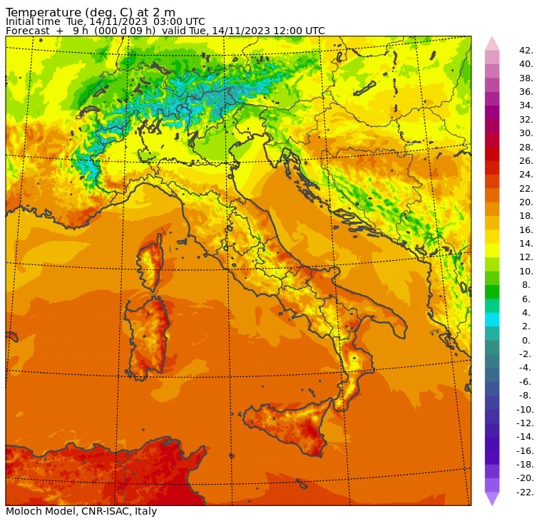 temperature massime 14 novembre